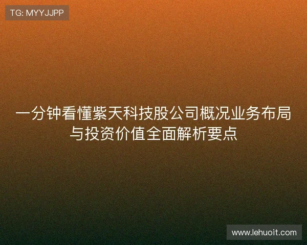 一分钟看懂紫天科技股公司概况业务布局与投资价值全面解析要点